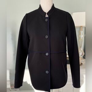 J. Crew Black Button-Up Blazer Blue Trim Women’s SZ 0